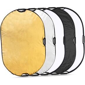 Homoyoyo Camera Lighting Reflector 5-in-1 Reflector Kit 80x120cm Portable Foldable Outdoor Photography Lighting Tool