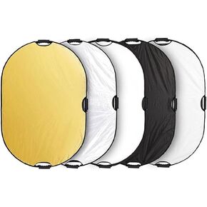 Andoer 90 * 60cm Portable Handheld Oval Collapsible 5in1 Multi Reflector with Gold/Sliver/White/Black/Translucent Colors for Photo Studio Photography