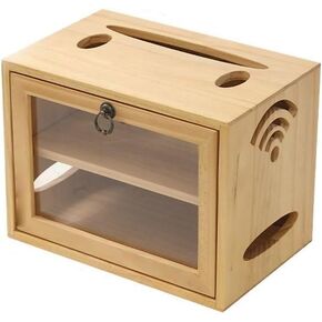 Desktop Solid Wood WiFi Router Storage Box Set-top Box Storage Shelves Large Board Box Cord Box Storage