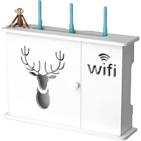 Router Storage Box Wooden Box Line Power Supply Plus Wire Bracket Wall-Mounted Plug-in Storage Rack DIY Home Decoration Cord Box Storage