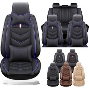 Leather Car Seat Covers Fit for Chevy Cavalier 2001-2018, 5 Seater Waterproof and Wear-Resistant Seat Cover Interior Accessories(Full Set,Coffee)