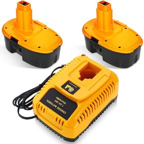 2Packs 4500mAh Ni-Mh 18 Volt DC9096 Battery and DC9310 Charger Compatible with Dewalt 18V Battery XRP DC9096 DC9099 DW9098 DW9099 DW9095 DW9096 DE9039 Cordless Power Tools(Yellow)