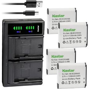 بطارية Kastar 3-Pack و Ltd2 USB Charger استبدال Samsung EB-BC200 ، EB-BC200ABE ، EB-BC200ABK ، EB-BC200ABUGUS ، GH43-04604A ، SAMSUNG GEAR 360 ، MSIP-CMM-SEC-SMC200 (النسخة الدولية)