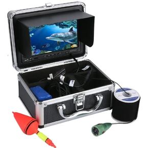 7 "ملونة LCD Fish Fleser 1000TVL مجموعة كاميرا الصيد تحت الماء مع مسجل DVR و 6 أضواء LED بيضاء ، مقاومة للماء 20 متر/30 متر/50 متر ، محول الصيد