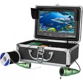 Fish Finder Underwater Camera Kit, 9" Color Monitor, 1000TVL Camera with 6 White Lights, 10M/20M/30M Cable, Waterproof for Ice/Sea Fishing, Transducer LCD Display