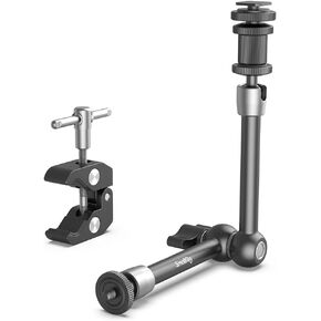 SMALLRIG 11'' Articulating Magic Arm and Clamp w/ 1/4" and 3/8" Thread, Adjustable Friction Power Camera Mount with Cold Shoe Mount for Monitor, LED Lights, Microphone - 3726