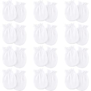BQUBO 12 Pairs Baby Mittens Newborn Infant Toddler Mittens No Scratch Cotton Elastic Wrist Gloves for Boys Girls 0-6 Months