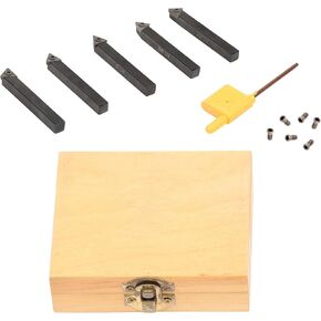 Carbide Turning Tool Set for Lathes - 1/4 TCMT090204 Inserts and Holder, 5 Pcs Metal Machining Kit