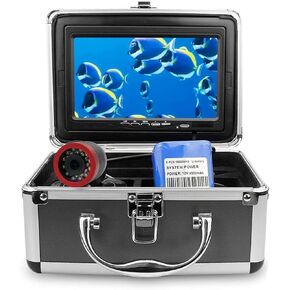 Fish Finder Underwater Fishing Camera, 7" LCD, 1000TVL with Infrared & White LED, 15M/30M Waterproof Cable,Adjustable Settings & Portable Carry Case