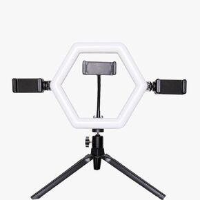 9-Inch LED Hexagonal Edge,Ring Light Tripod,3 Phone Stand Dimmable Desktop Camera Lighting,with 3 Lighting Modes and 10 Brightnes