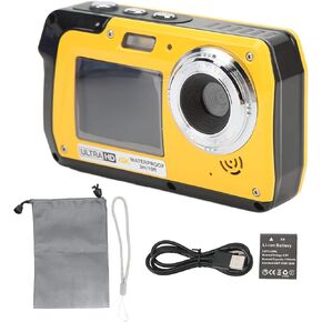 4K 56MP Dual Screen Digital Camera, 10ft Underwater Video Camera with 18X Digital Zoom, for Outdoor Adventures and Underwater Photography