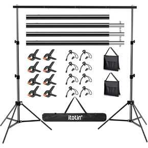 Pipe and Drape Backdrop Stand Kit, 6.5ft x 10ft Adjustable Photo Background Stands with Metal Flat Base for Photography, Birthday Parties, Wedding, Video Studio