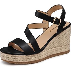 صندل Temofon Wedge for Women: Espadrille kal strap buckle Wedge - Mosty Summer Womens Sandals