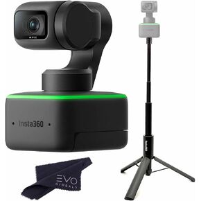 Insta360 Link - PTZ 4K Webcam with 1/2" Sensor, AI Tracking, Gesture Control, HDR, Noise-Canceling Microphones, Webcam for Laptop, Video Camera for Video Calls, Live Streaming(w/Selfie and lens cloth)