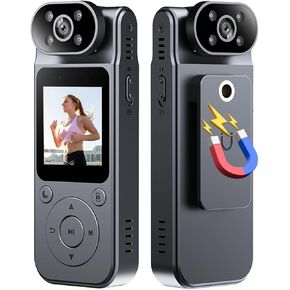 1080P Body Camera with Audio and Video Recording Wearable Body Cam Mini Video Camera 180° Rotatable Lens Night Vision with Magnetic Back Clip for Law Enforcement Delivery Personal Traveling