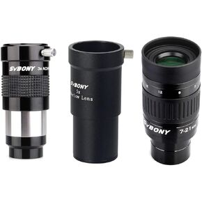 SVBONY 1.25 inches 3X Barlow Lens, Bundle with SV135 Zoom Eyepiece and 5X Barlow Lens