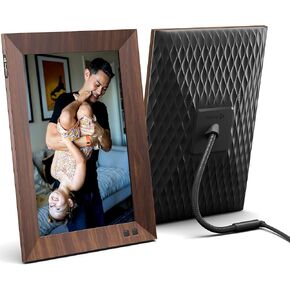 Nixplay 10.1 inch Smart Digital Photo Frame with WiFi (W10J) - Wood Effect - Share Photos and Videos Instantly