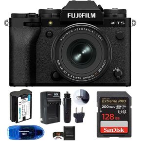 Fujifilm X-T5 Mirrorless Digital Camera with XF 16-50mm f/2.8-4 R LM OIS Lens (Black) Bundle, Includes: SanDisk 128GB Extreme PRO SDXC Memory Card, Spare Battery + More