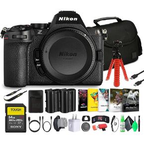 Nikon Z5 II كاميرا كاملة الإطار بدون إطار (1680) | ضبط تلقائي للائحة من الذكاء الاصطناعي | مثالي لعشاق التصوير الفوتوغرافي والفيديو + بطاقة 64 جيجابايت + بطارية EN-EL15C + برنامج صور + المزيد