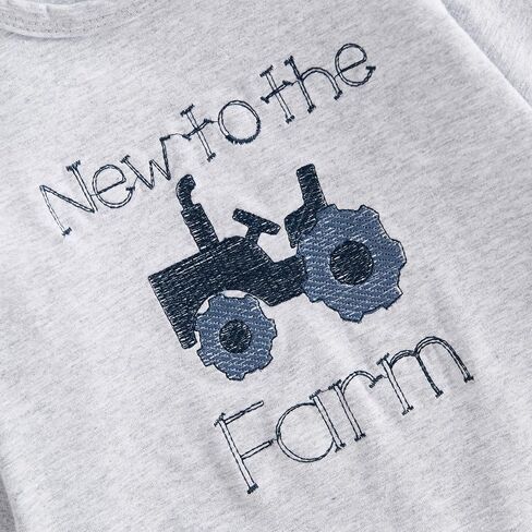 Fall Outfit Newborn Baby Boy One Piece Clothes Farm Tractor Long Sleeve Romper Jumpsuit Hat Set in Saudi Arabia