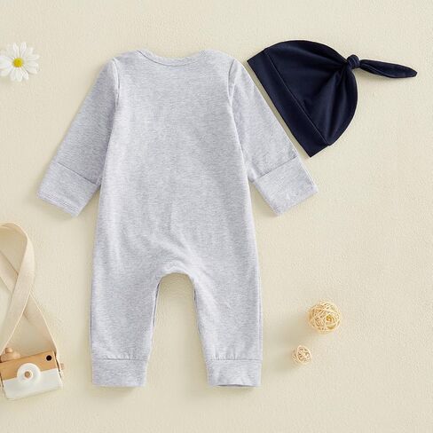 Fall Outfit Newborn Baby Boy One Piece Clothes Farm Tractor Long Sleeve Romper Jumpsuit Hat Set in Saudi Arabia