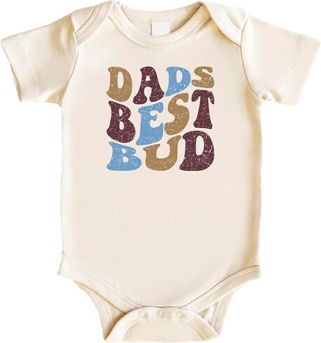 Olive Loves Apple Dad's Best Bud Bodysuit Trendy Retro Earthy Letters Vintage One-Piece for Boys in Saudi Arabia