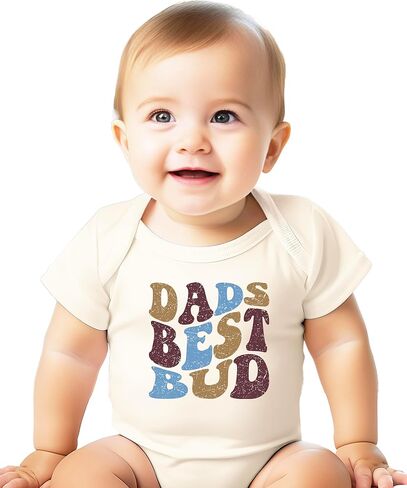 Olive Loves Apple Dad's Best Bud Bodysuit Trendy Retro Earthy Letters Vintage One-Piece for Boys in Saudi Arabia