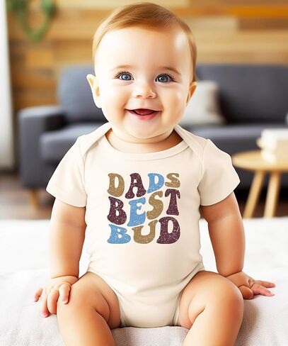 Olive Loves Apple Dad's Best Bud Bodysuit Trendy Retro Earthy Letters Vintage One-Piece for Boys in Saudi Arabia