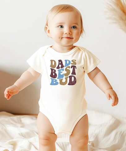 Olive Loves Apple Dad's Best Bud Bodysuit Trendy Retro Earthy Letters Vintage One-Piece for Boys in Saudi Arabia