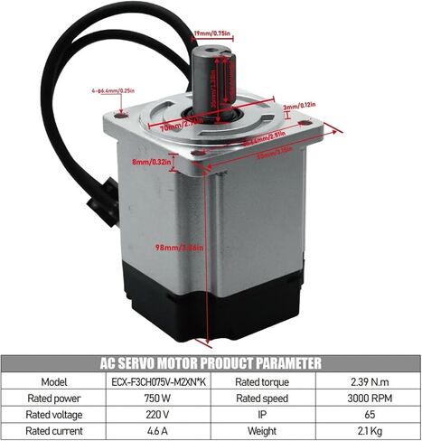 750W Ac Servo Motor Kit 2.4N 220V 3000rpm with 17bit Absolute Encoder Supports +ECX-20EL08 Driver for Computerized Numerical Control Engraver(750W 220V with Brake) in Saudi Arabia