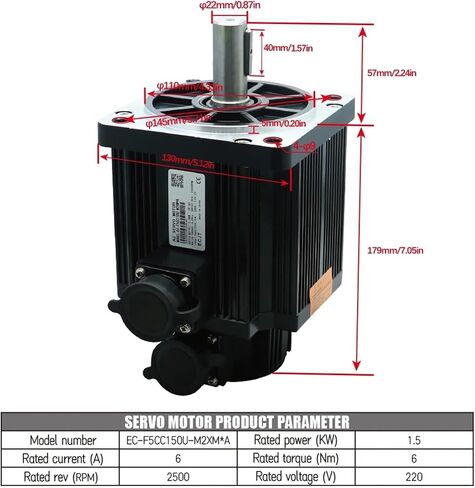 130SG M06025 220V 1.5KW 6NM 2500RPM NEMA52 AC Servo Motor Kit مع برنامج تشغيل XP200 DRAVER 2500LIN in Saudi Arabia