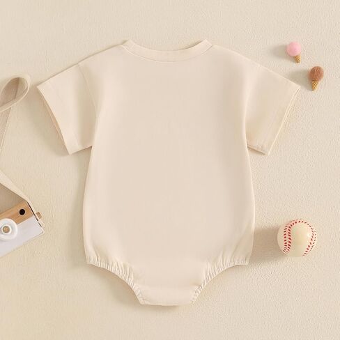 Baby Boys Girls Baseball Outfit Short Sleeve Game Day Print Oversized Bubble Romper Bodysuit One Piece Summer Clothes in Kuwait
