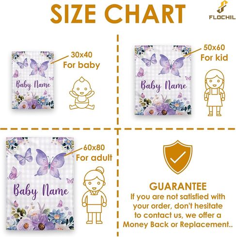 FLOCHIL Personalized Baby Blankets, Custom Baby Blanket - Baby Blanket with Name for Girls, Best Gift for Baby, Newborn Floral Plush Fleece (30x40) in Saudi Arabia