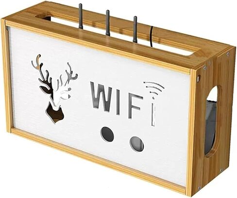 WiFi Router Storage Box,Router Shelf Wall Mount, Router Shelf, WiFi Box Wall, Cable Hide Box, Wood Decorative Hider Storage Box Wires Routers Set-Top Boxes in Saudi Arabia
