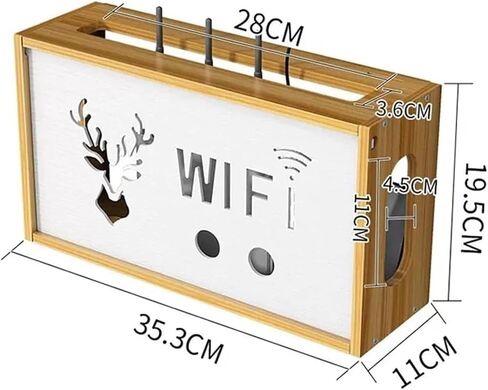WiFi Router Storage Box,Router Shelf Wall Mount, Router Shelf, WiFi Box Wall, Cable Hide Box, Wood Decorative Hider Storage Box Wires Routers Set-Top Boxes in Saudi Arabia