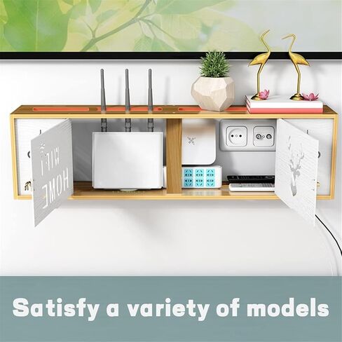 WiFi Router Storage Box,Router Shelf Wall Mount, Router Shelf, WiFi Box Wall, Cable Hide Box, Wood Decorative Hider Storage Box Wires Routers Set-Top Boxes in Saudi Arabia
