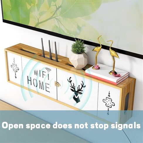 WiFi Router Storage Box,Router Shelf Wall Mount, Router Shelf, WiFi Box Wall, Cable Hide Box, Wood Decorative Hider Storage Box Wires Routers Set-Top Boxes in Saudi Arabia