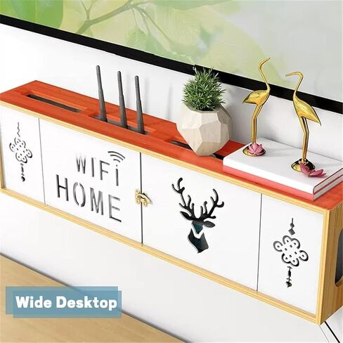WiFi Router Storage Box,Router Shelf Wall Mount, Router Shelf, WiFi Box Wall, Cable Hide Box, Wood Decorative Hider Storage Box Wires Routers Set-Top Boxes in Saudi Arabia