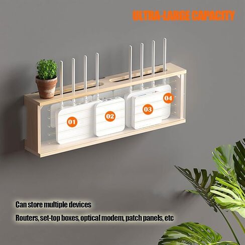 WiFi Router Storage Box,Router Shelf Wall Mount, Router Storage Shelf for Storage of Wires, Routers, TV Set-Top Boxes Decorative Floating Shelf(A,31cm) in Kuwait