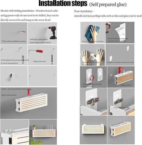 WiFi Router Storage Box,Router Shelf Wall Mount, Router Storage Shelf for Storage of Wires, Routers, TV Set-Top Boxes Decorative Floating Shelf(A,31cm) in Kuwait