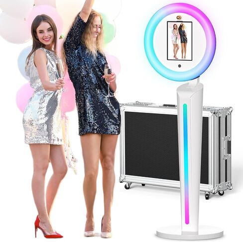 Portable Photo Booth for iPad 10.2in 10.9in 11in 12.9in 13in, Selfie Photobooth Stand Shell Machine with Ring Light Flight Case, Software Remote Control Music Sync for Parties (Z1) in Saudi Arabia