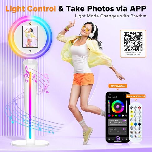 Portable Photo Booth for iPad 10.2in 10.9in 11in 12.9in 13in, Selfie Photobooth Stand Shell Machine with Ring Light Flight Case, Software Remote Control Music Sync for Parties (Z1) in Saudi Arabia