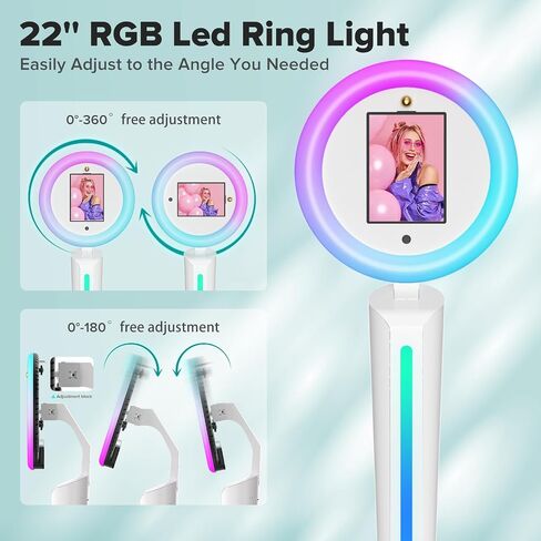 Portable Photo Booth for iPad 10.2in 10.9in 11in 12.9in 13in, Selfie Photobooth Stand Shell Machine with Ring Light Flight Case, Software Remote Control Music Sync for Parties (Z1) in Saudi Arabia