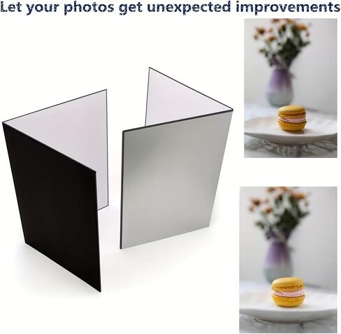 2PCS Photography Reflector Cardboard,3-in-1 17"x12"/42x30cm A3 Studio Folding Light Diffuser Board for Still Life Small Product,Food Cosmetics Photo Shooting-Black,Silver and White in Saudi Arabia