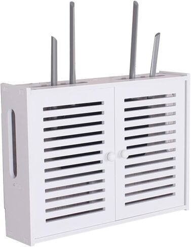 مربع تخزين جهاز التوجيه WiFi Wireless Router Trouter Box مربع تلفزيون مثبت على الحائط مجموعة Top Box TV Row Row Socket Box التثبيت البسيط (اللون: أبيض ، الحجم: 50x10x40cm) in Saudi Arabia