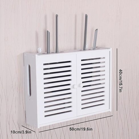 Router Storage Box WiFi Wireless Router Storage Box Wall Mounted TV Set Top Box TV Lower Row Socket Occlusion Box Simple Installation (Color : White, Size : 50x10x40cm) in Saudi Arabia