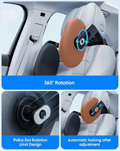 RunSnail Car Headrest Pillow, 2026 Upgrade 360° Rotating Travel Headrest | 3-Point Linkage Adjustable Design, Thickened Breathable Memory Foam, Travel Car Sleeping Pillow for Kids & Adults in Kuwait