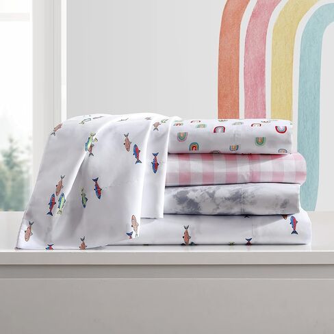 Eddie Bauer Kids - Twin XL Sheets ، فراش طفل صغير مقاوم للبقع مع ضوضاء (Super Super ، Super Girl Room Essentials (Dragonflies Pink ، Twin XL) in Kuwait