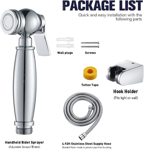 Handheld Toilet Bidet, Cloth Diaper Sprayer Bidet Faucet Mixer Tap, 1.5m 304 Stainless Steel Shower Pipe, ABS Shower Base,Chrome(Rose Gold) in Saudi Arabia