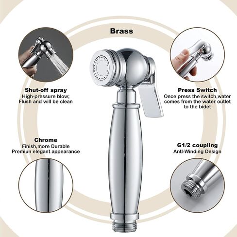 Handheld Toilet Bidet, Cloth Diaper Sprayer Bidet Faucet Mixer Tap, 1.5m 304 Stainless Steel Shower Pipe, ABS Shower Base,Chrome(Rose Gold) in Saudi Arabia